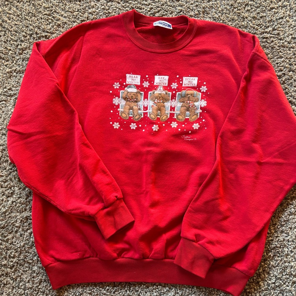 Extra Large Endless Designs Red Winter Bear Sweater